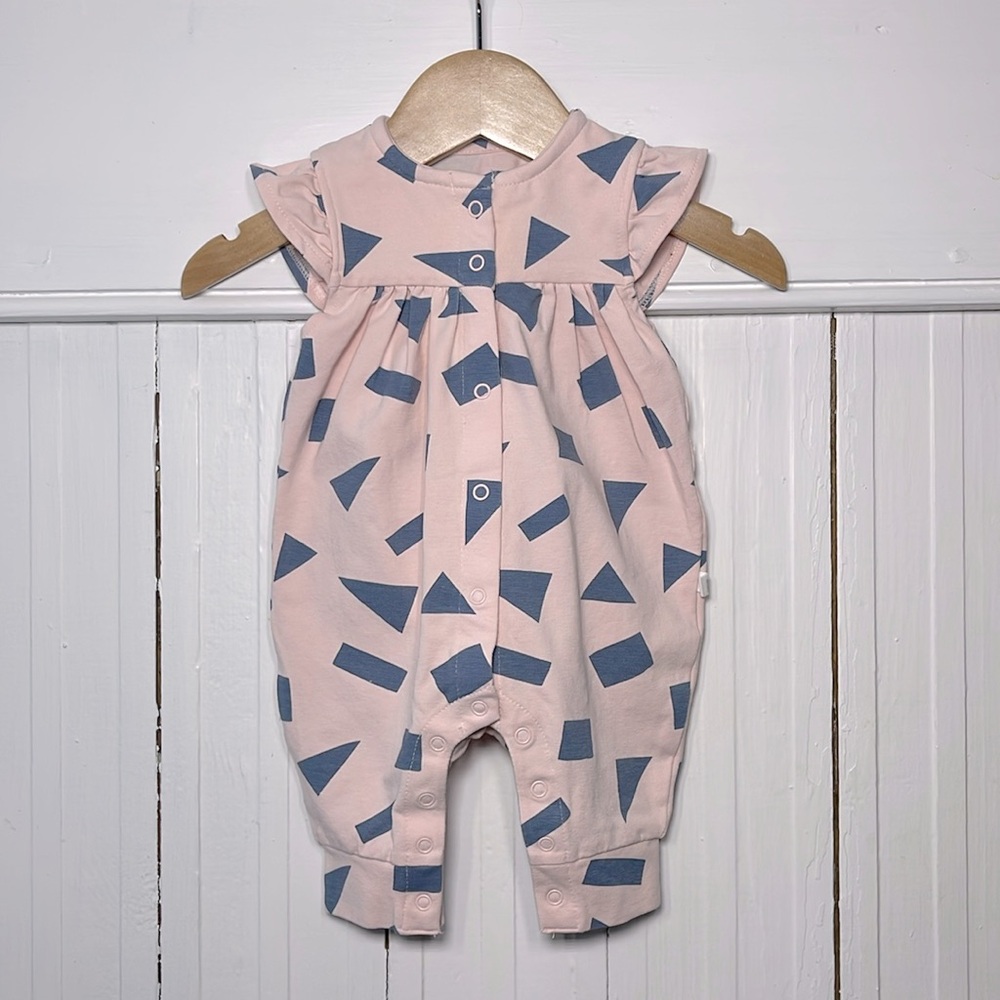 TINY CITIZENS EUC High End Boutique Pink Geometric Print Jumpsuit